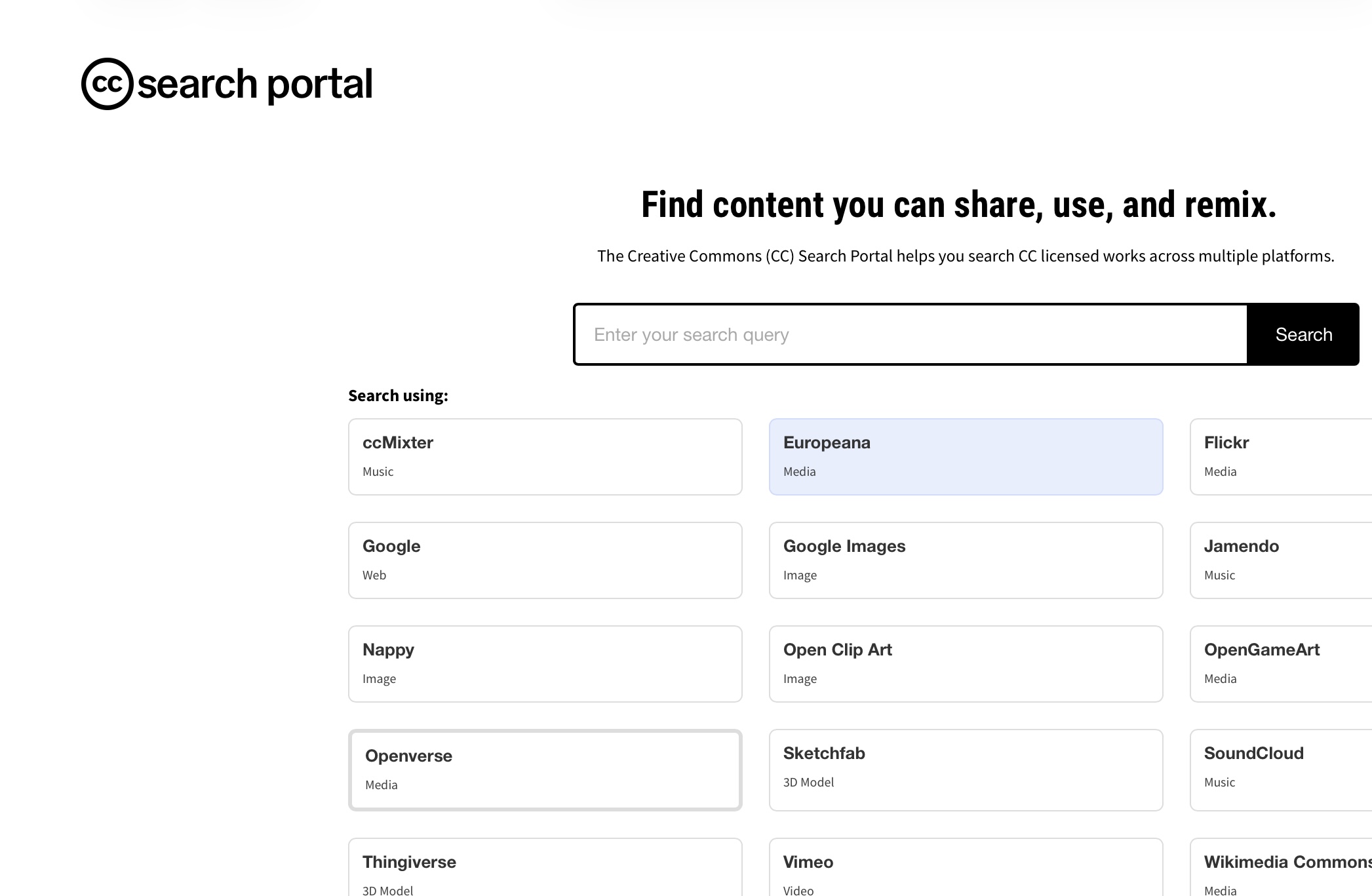 CC Search screenshot